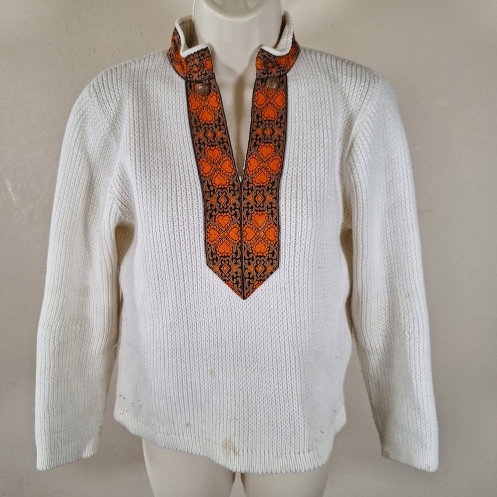 Vtg Carol Brent 1960s Ribbed Retro Folk Mod‎ Geometric Sweater Montgomery Ward